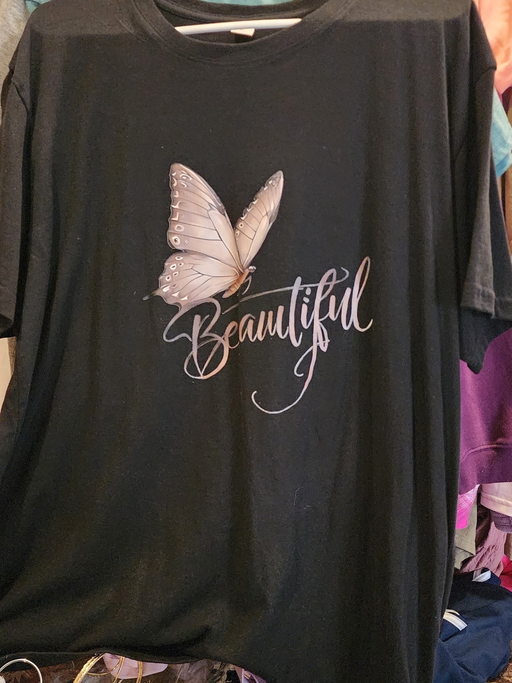 Beautiful Butterfly Graphic Black Women's Tee Size XL New Without Tags